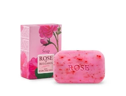Натуральное косметическое мыло с розовой водой и частицами лепестков роз
